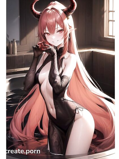 Long-Haired Blonde in Seductive Hentai AI Image Image