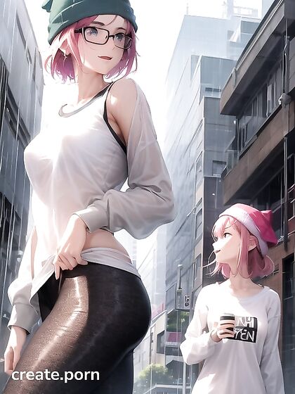 Horny Girl 18+ with Big Round Glasses in Seductive Hentai AI Image