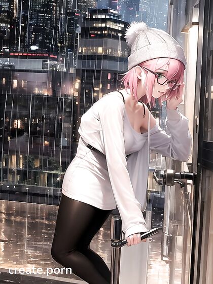 Horny Girl 18+ with Big Round Glasses Gets naughty in Hentai AI Image