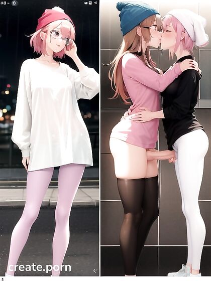 Hentai Goddess with Big Circular Glasses Teases in Steamy Hentai AI Image Image
