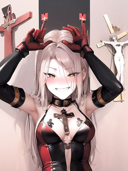 Gloved Seduction - erotic crucifix fantasy in Hentai AI Image