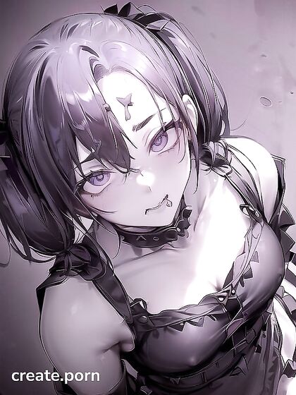 Goth Girl 18+ in Short Dress and Low-V-Cut Top Kneels for Intense Hentai Pleasure