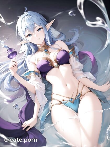 Soaked Astral Elf in Blue-Purple Harems Pants Tempts a Genie’s Lamp in Hentai Ecstasy