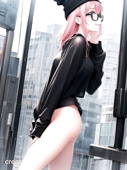 Horny Girl 18+ with Big Round Glasses Gets Wild in steamy Hentai AI Image
