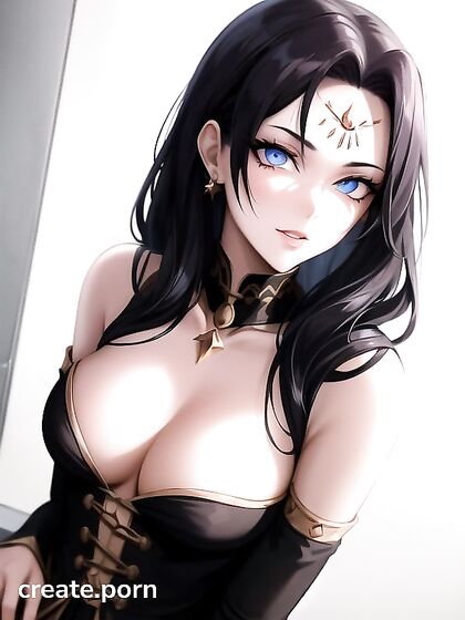 Gothic Jasmine from Aladdin Kneels Seductively for You in Erotic Hentai AI Image