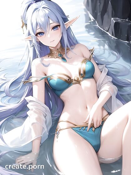 Astral Elf in Soaked Top and Harem Pants Teased by a Genie’s Lamp in Steamy Hentai