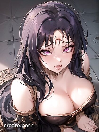 Gothic Jasmine from Aladdin on Her Knees Gazing at You in Seductive Hentai AI Image