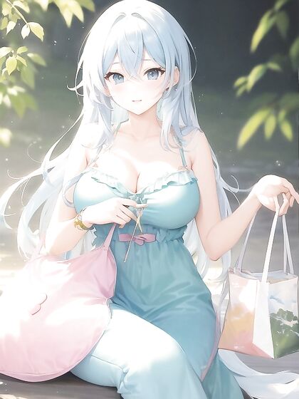 Beautiful Pastel-Colored Anime Girl 18+s in Vibrant Hentai AI Image Image