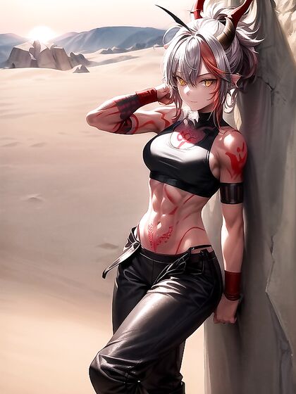 Long Gray Haired Beauty in Black Sport Bra Tempts You in Seductive Hentai'action