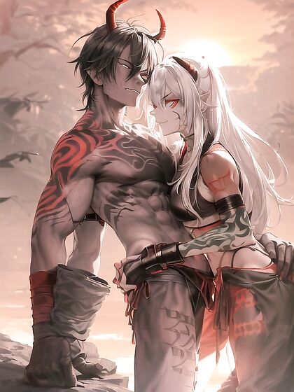 Slim and Inked - Black Sport Bra Babe with Rune Tattoos in Hentai AI Image