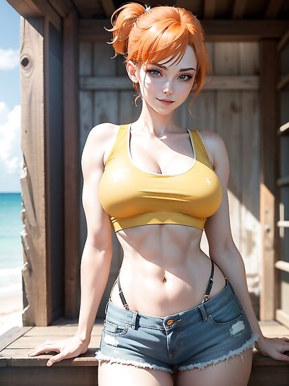 Blushing Beauty with Side Ponytail Basks in Sunlit Hentai Pleasure