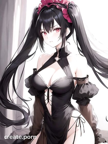 Goth Girl 18+ with Twin-Tails and Black Bandeau Tempts in Transparent Breeches in the Desert