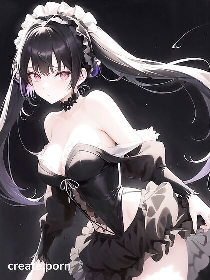 Goth Girl 18+ with Twin-Tails and Black Lace Bandeau inTranslucent Breeches for Galactic Hentai Pleasure
