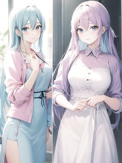 Vibrant Pastel-Colored Anime Beauty in Stunningly Drawn Hentai AI Image