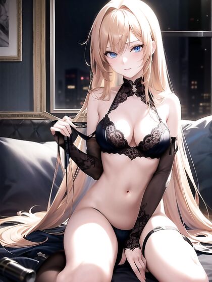 Seductive Dark Orange-Haired Cat Girl 18+ in Erotic Hentai AI Image
