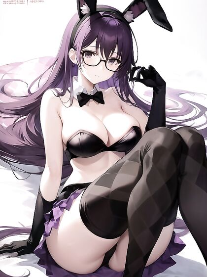 Black Bunny Ears and Bare Shoulders - Spreading Her Perfect Pussy in HentaiErotica
