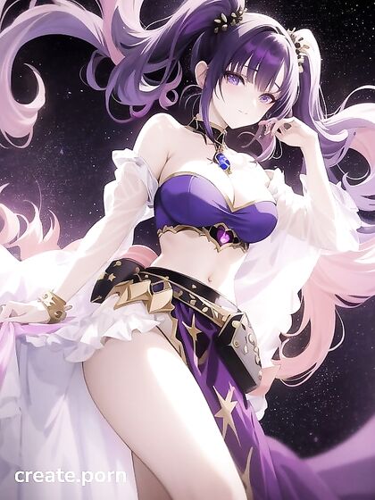 Goth Girl 18+ with Galaxy-Themed Outfit and Genie Lamp in Seductive Hentai AI Image