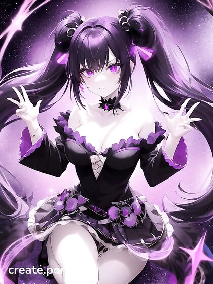 Goth Girl 18+ with Twin-Tails and Crystal Horns in Galactic Romance Hentai Fantasy