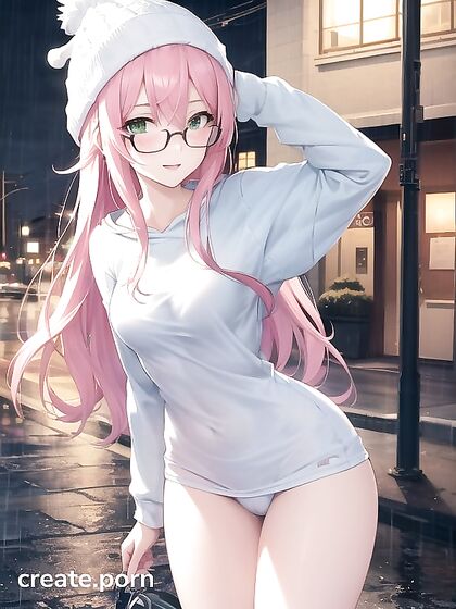 Hentai Goddess with Big Round Glasses Seduces in Steamy Hentai AI Image Image