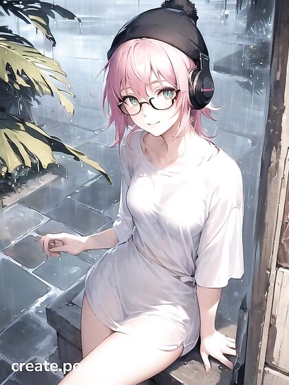 Horny Girl 18+ with Big Round Glasses Gets Wild in Hentai AI Image