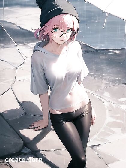 Hentai Goddess in Big Round Glasses Teases with Seductive Moves