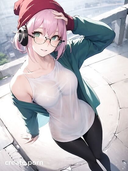 Hentai Chick with Big Round Glasses Gets Wild in Steamy Hentai AI Image Action