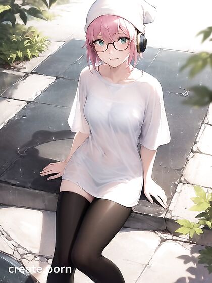 Hentai Chick with Big Round Glasses Gets Intimate in Steamy Hentai AI Image Image