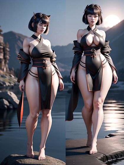 Over-the-Shoulder Action with Thick Thighs inSTEAMy Hentai AI Image