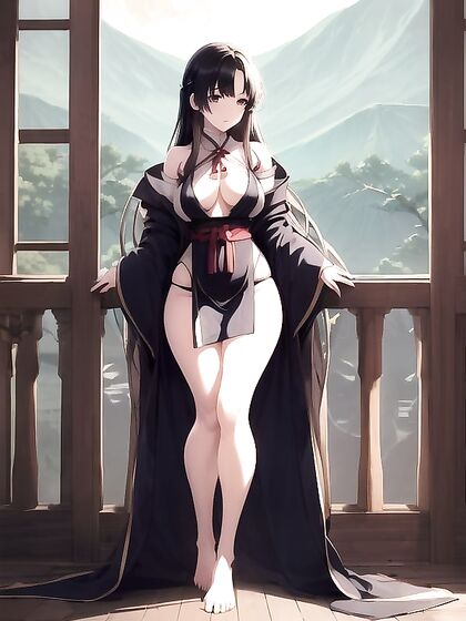 Wide Hips and Seductive Sitovers in Over-the-Shoulder Hentai AI Image