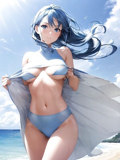 Beach Umbrellas and Sexy Fun - High-Res Hentai AI Image Delight