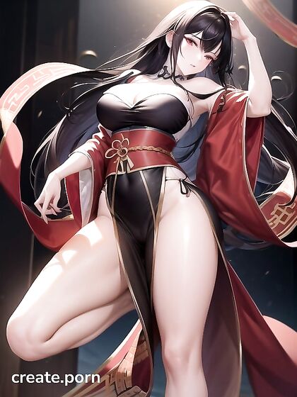 Wide-Hipped beauty with off shoulder cleavage in mind-blowing Hentai AI Image