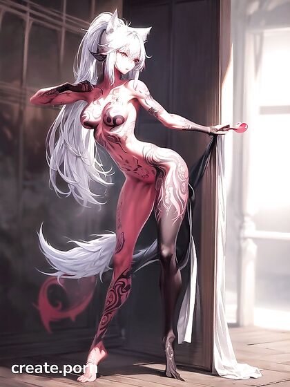 White-Haired Furry With Uterus Tattoo Gets Wild in Hentai AI Image