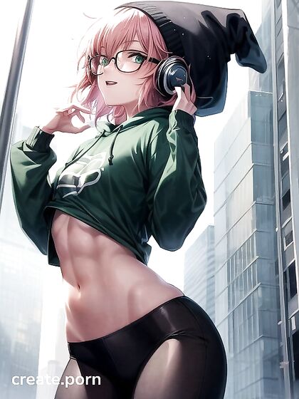 Green Outfit and Oversized Jacket in Hardcore Hentai AI Image