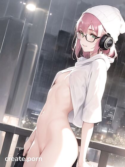 Hot Babe with Big Circular Glasses Enjoying Intense Hentai AI Image