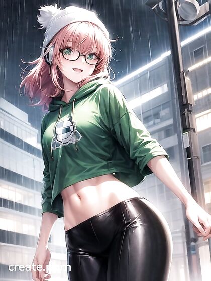 Freckled Beauty in Green Outfit Enjoys High-Res Hentai Pleasure
