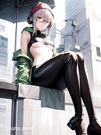 Big-Cocked Guy with Circular Glasses and Green Outfit in High-Quality Hentai AI Image