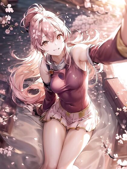 Cherry Blossom Surrounds Her Full Body in Mesmerizing Hentai AI Image