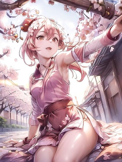 Cherry Blossom Bliss - Full-Body Visibility in Erotic Hentai AI Image