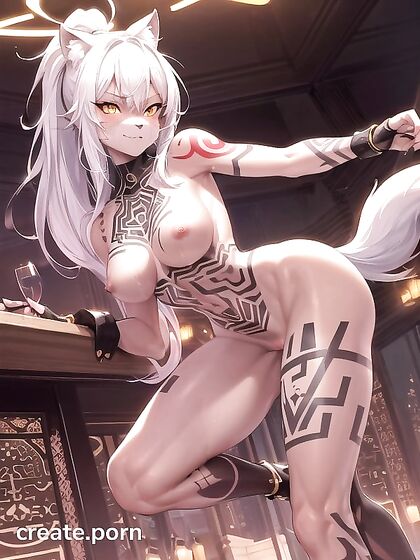 Furred Girl 18+s with Red Tattoos Show Off Their Full Bodies in HOT Hentai AI Image