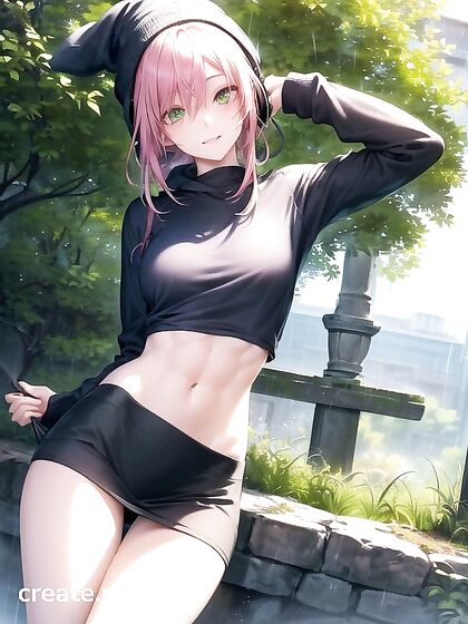 Horny Girl 18+ with Big Round Glasses and Green Clothes in Steamy Hentai AI Image