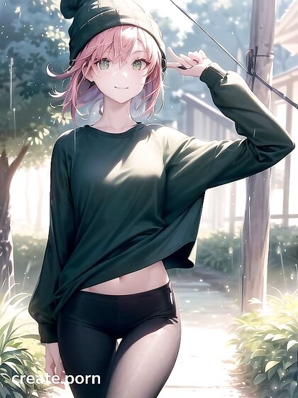 Hentai AI Image with Big-Round-Glasses Girl 18+ in Seductive Green Outfit