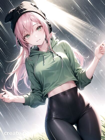Horny Girl 18+ in Big Round Glasses and Green Outfit Gets Wild in Hentai AI Image