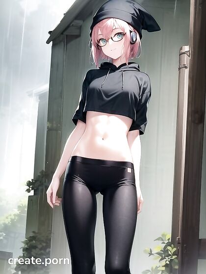 Horny Girl 18+ in Big Round Glasses and Green Outfit Teases in HentHentai AI ImageIA
