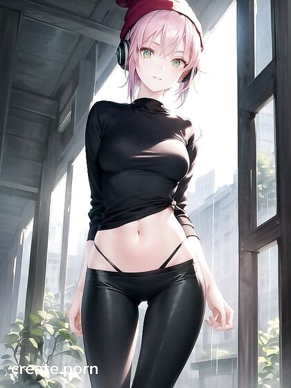 Big-Round-Glasses Chick in Green Outfit Gets Wild in Hentai AI Image