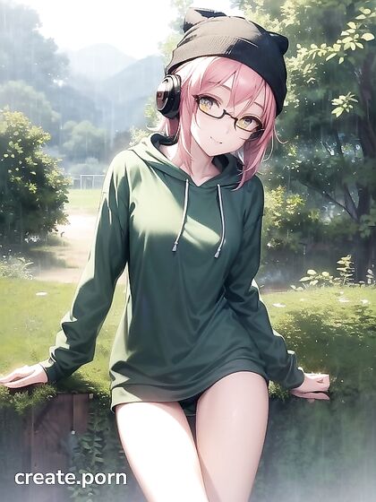 Horny Chick in Big Round Glasses and Green Outfit Nails hentai Pleasure
