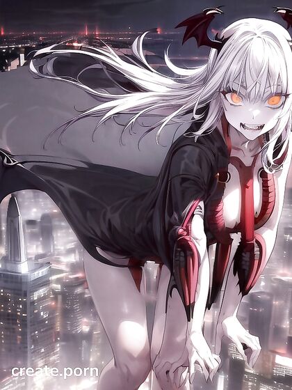 Vampire Teeth and Mixtured Hair Comets in Seductive Hentai AI Image