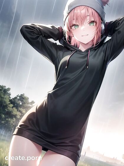 Big-Round-Glasses Chick in Green Outfit Seduces You in Hentai AI Image