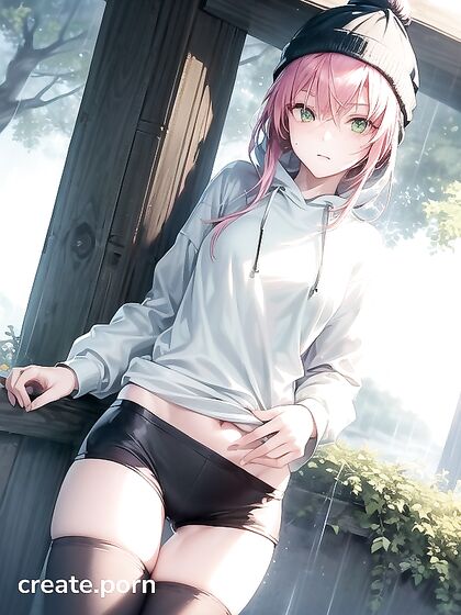 Horny Girl 18+ in Big Round Glasses and Green Clothes seduces in Steamy Hentai AI Image
