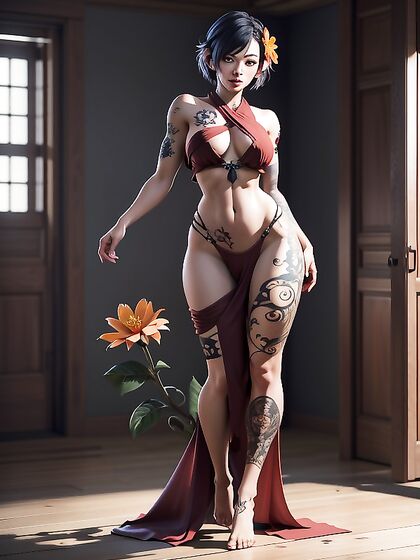 Short-Haired Babe in Monk's Robe Reveals All in Seductive Hentai AI Image