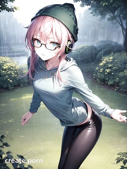 Big-Round-Glasses Chick in Green Clothes Takes On Steamy Hentai AI Image